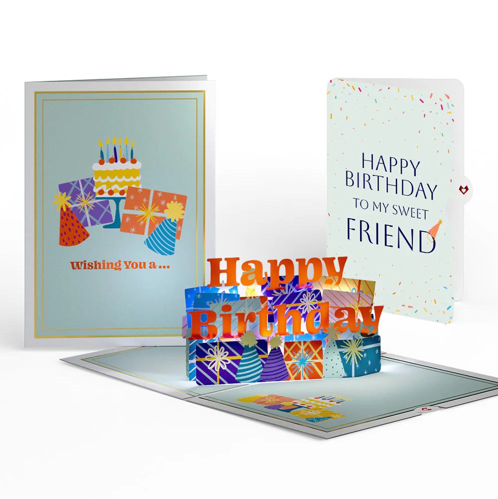 Wishing You a Happy Birthday Music and Lights Pop-Up Card and Sentiment Set for Friend