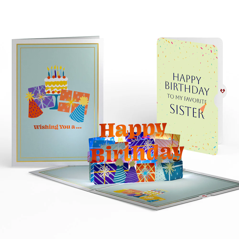 Wishing You a Happy Birthday Music and Lights Pop-Up Card and Sentiment Set for Sister