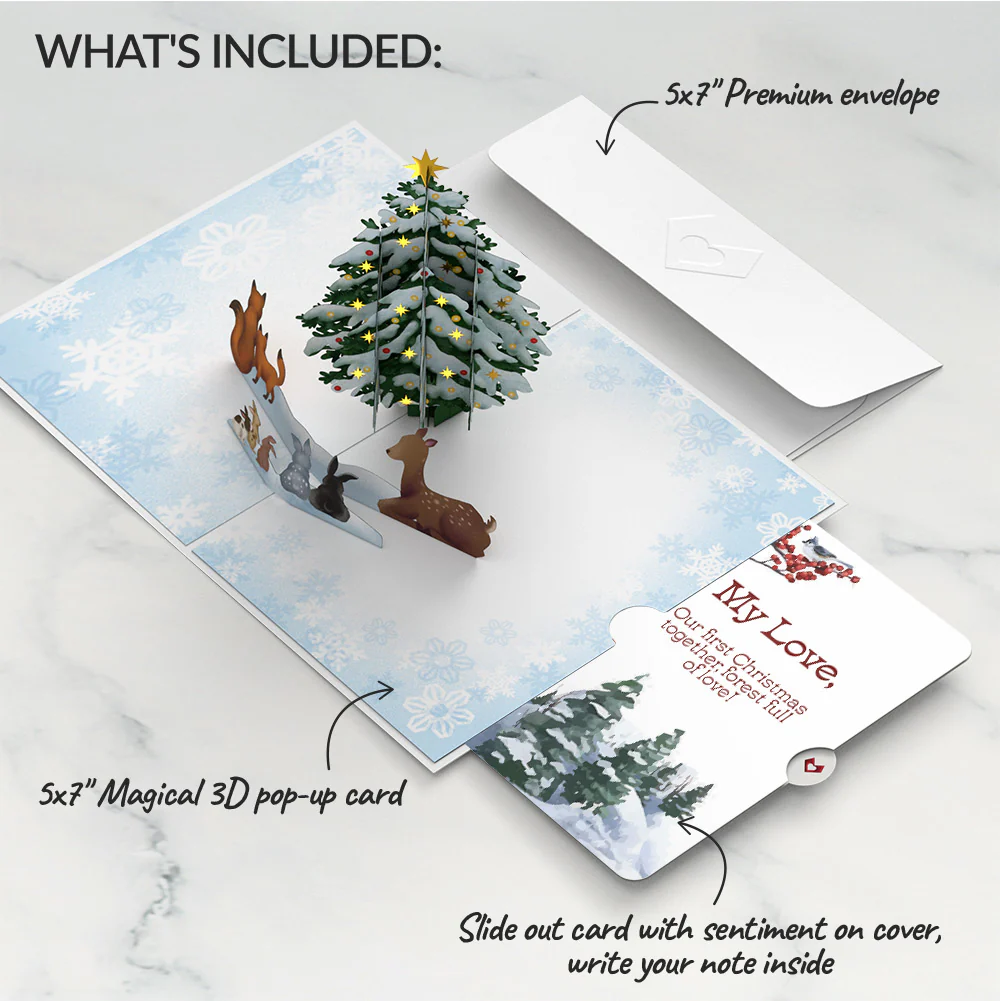 Woodland White Christmas Pop-Up Card and Sentiment Set for Partner - Image 2