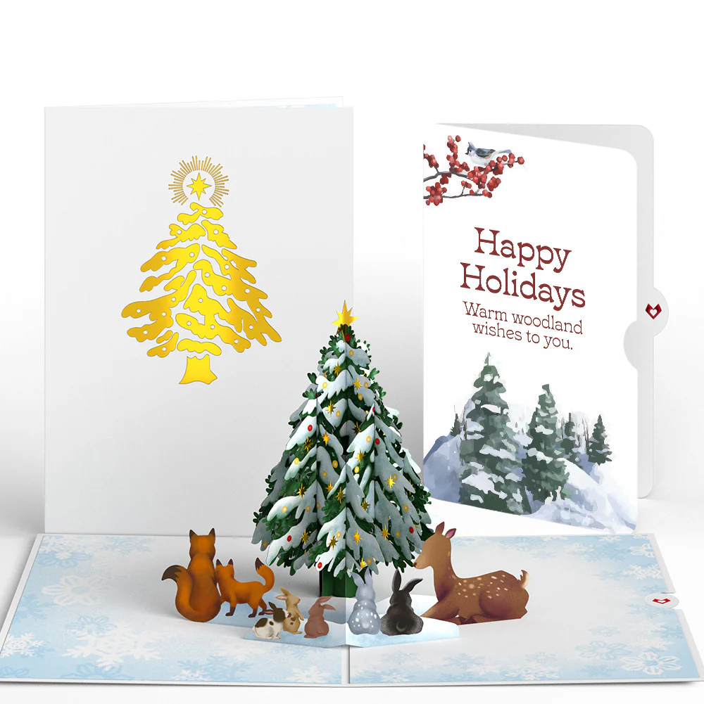 Woodland White Christmas Pop-Up Card and Warm Woodland Sentiment Set