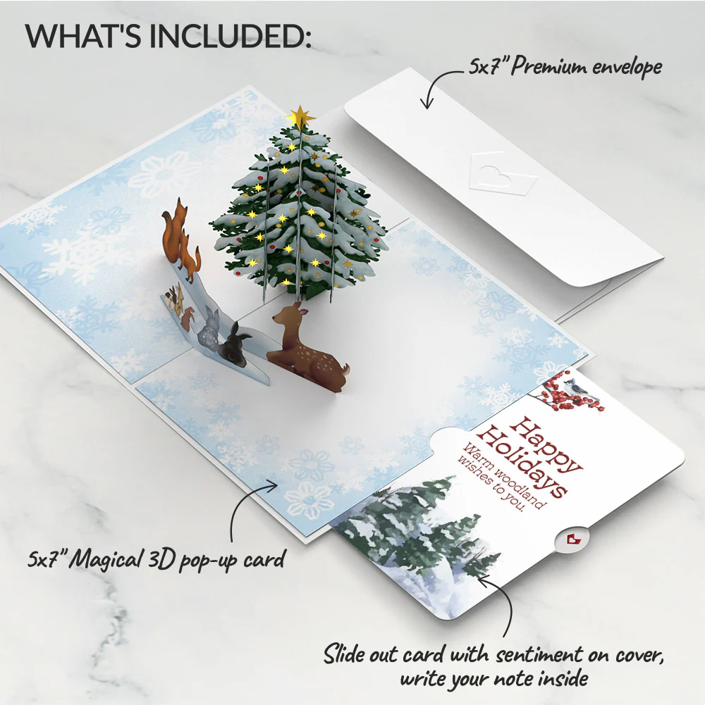 Woodland White Christmas Pop-Up Card and Warm Woodland Sentiment Set - Image 2