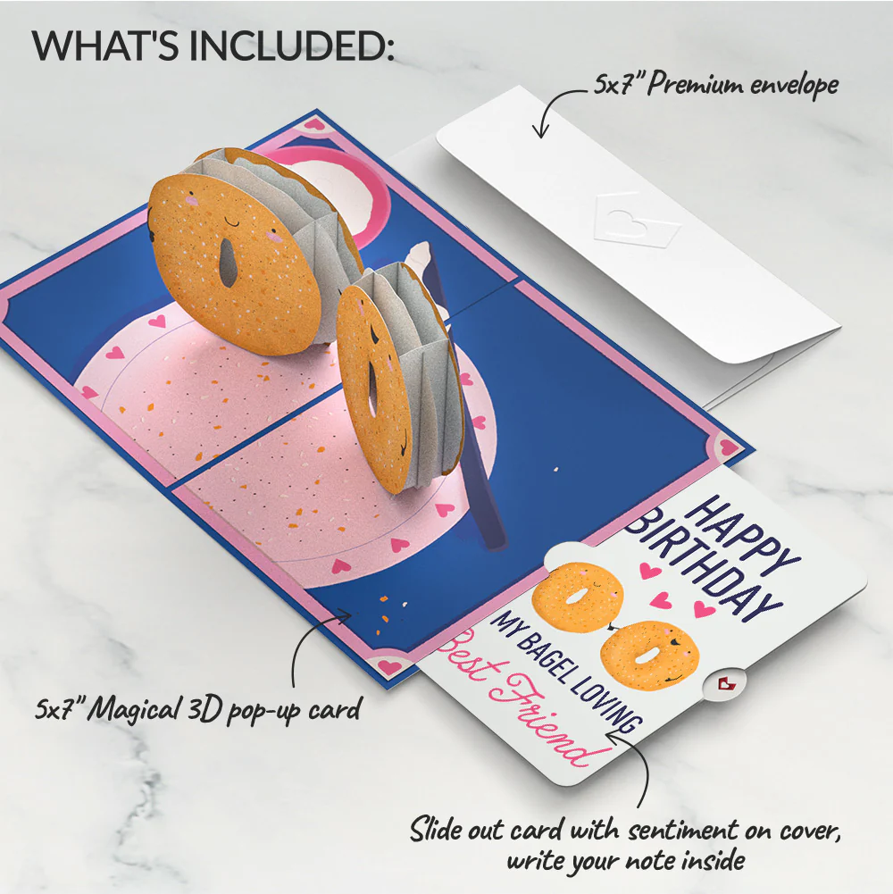 You Are My Everything Bagel Birthday Pop-Up Card and Sentiment Set for Best Friend - Image 2