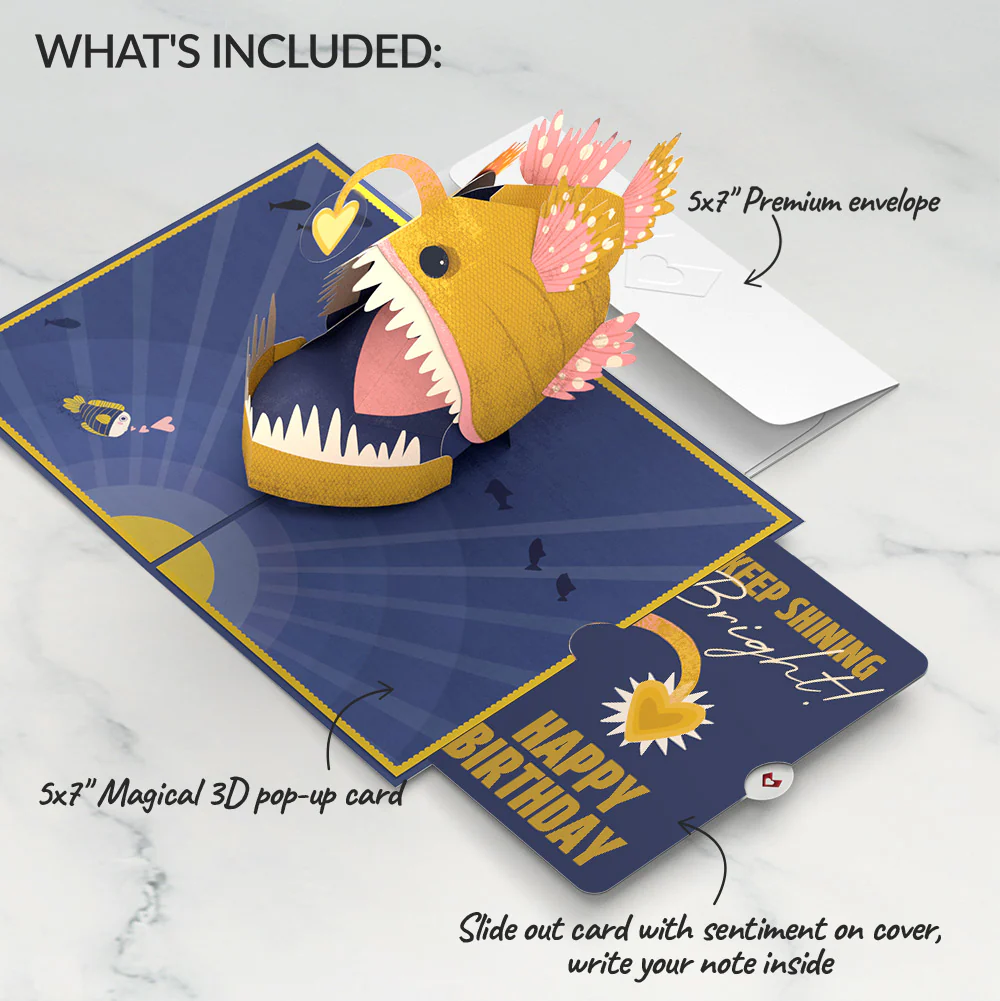 You Are My Sunshine Anglerfish Birthday Pop-Up Card and Sentiment Set for Kid - Image 2