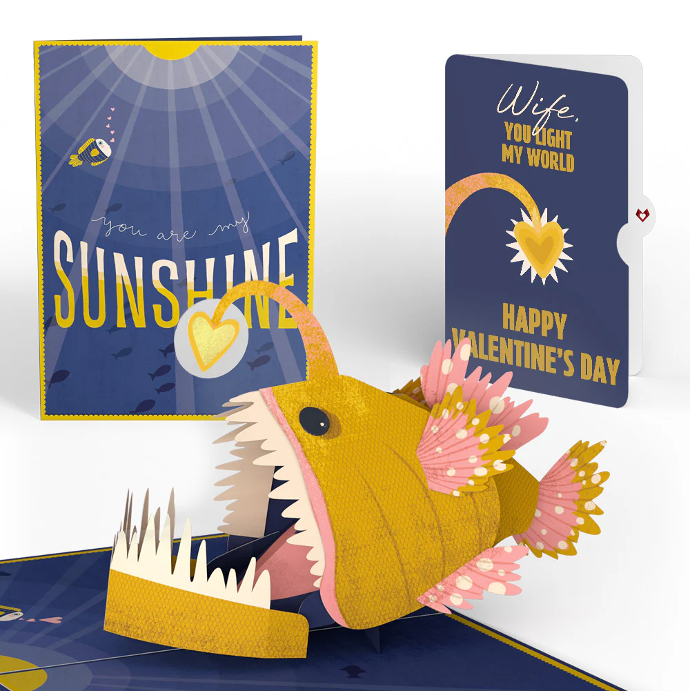 You Are My Sunshine Anglerfish Valentine Pop-Up Card and Sentiment Set for Wife