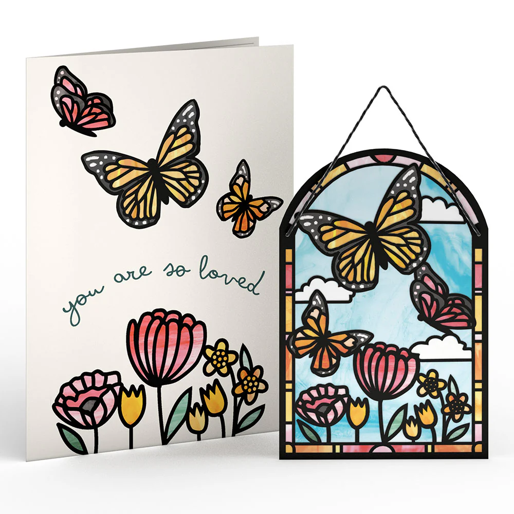 You Are So Loved Butterfly Suncatcher Card & Bouquet Bundle - Image 2