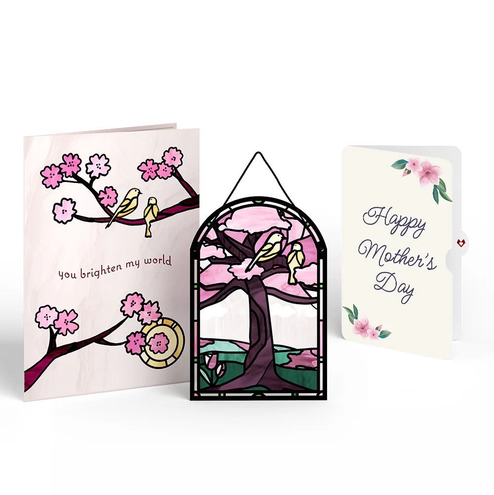 You Brighten My World Birds Mother's Day Suncatcher Card and Sentiment Set