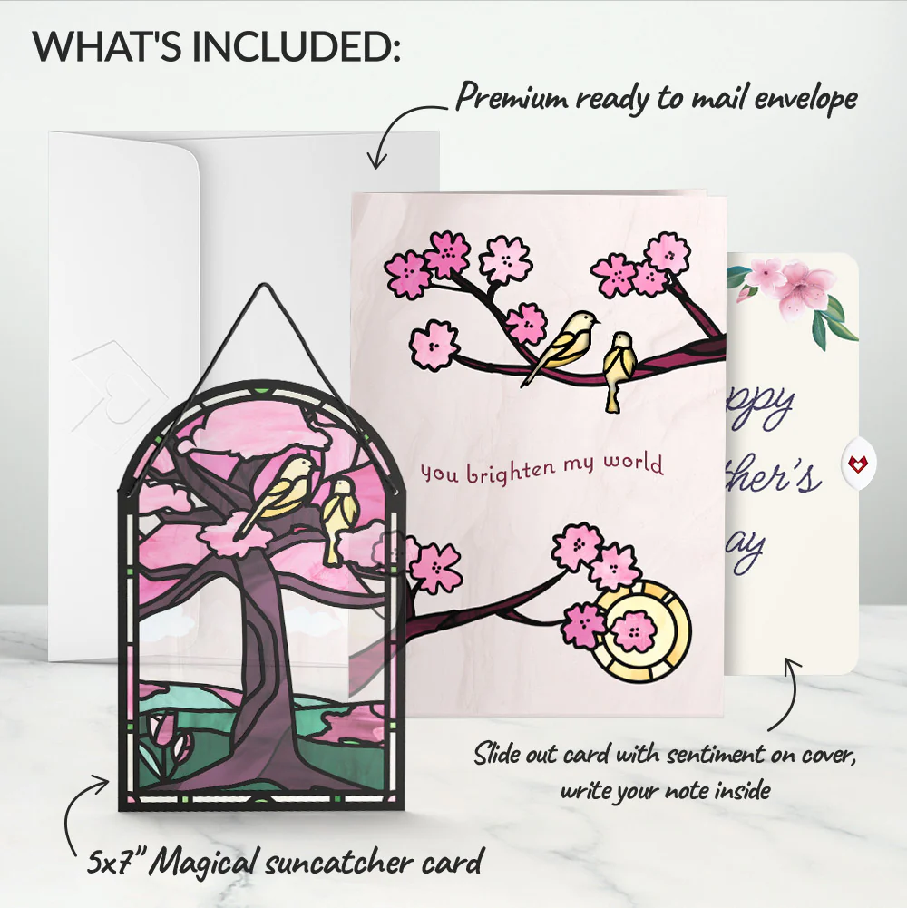 You Brighten My World Birds Mother's Day Suncatcher Card and Sentiment Set - Image 2